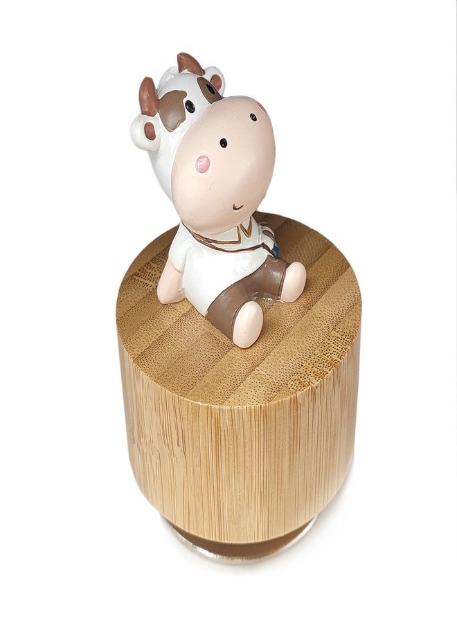 falado Mini Wooden Animal Rotary Music Box with Cute Cattle Ornament (Tune: You are My Sunshine), Beige - Image 2